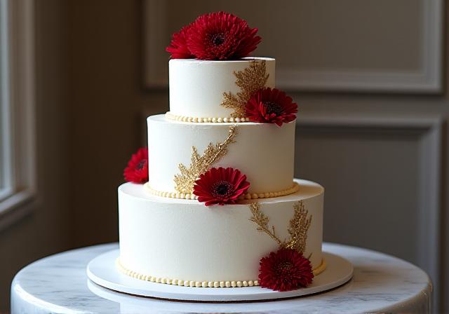 Elegant multi-tiered floral wedding cake design