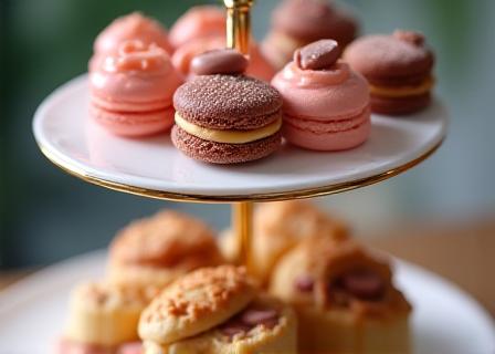 Elegant afternoon tea set with mini cakes
