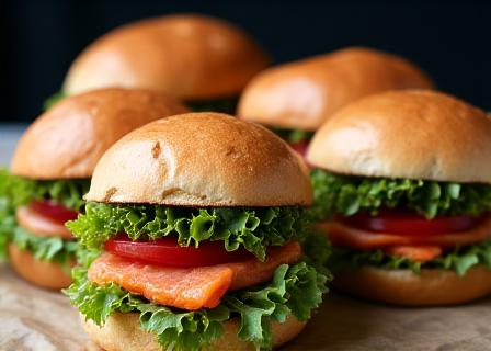 Gourmet business lunch sandwiches and salads