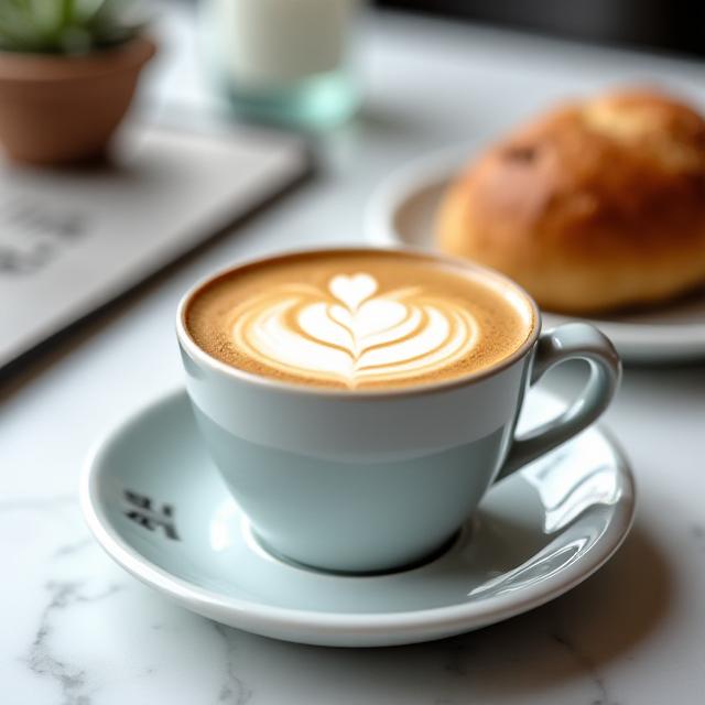 Latte art in a ceramic cup